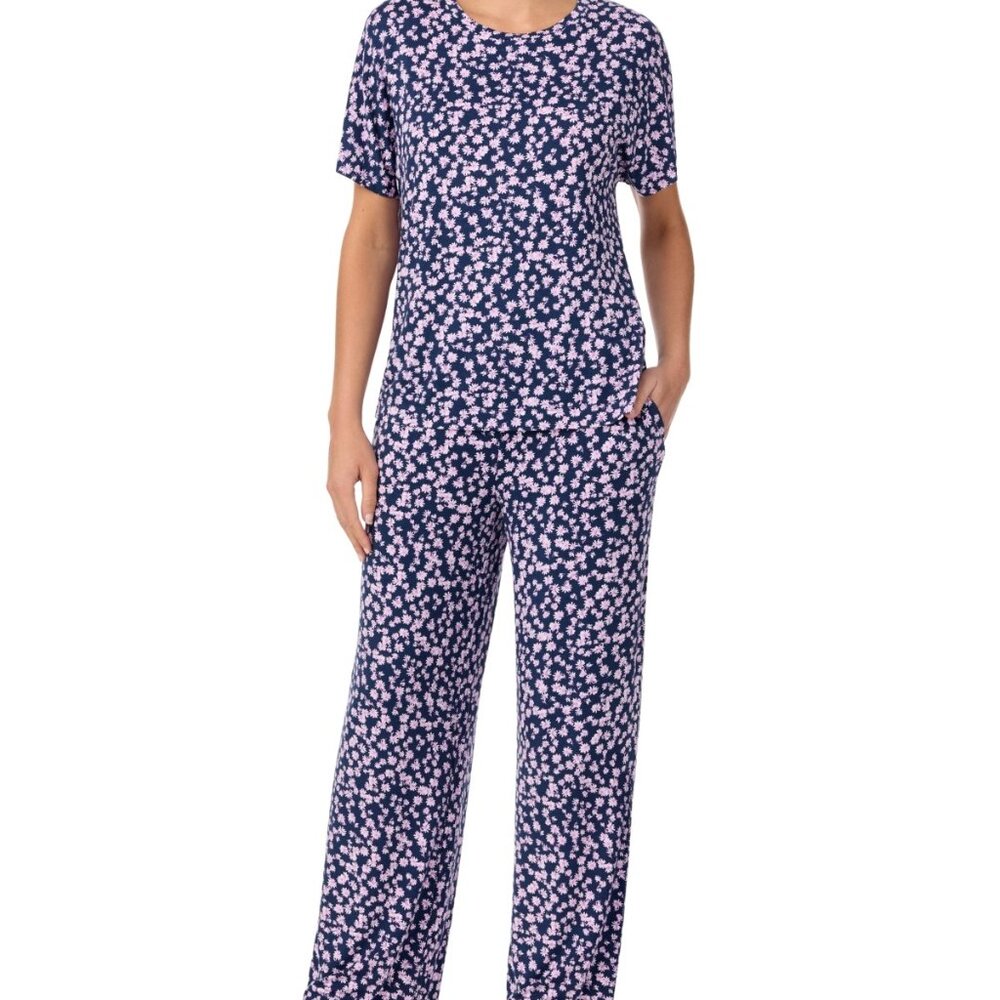 Sanctuary Navy Blue & Light Pink Floral Pajama Set